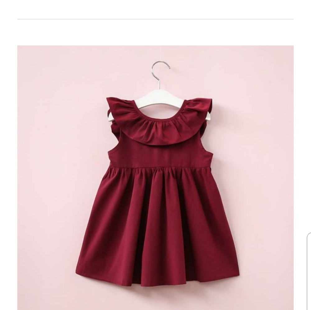 Girl DressTrendy Solid Flounced Collar Slip Dress